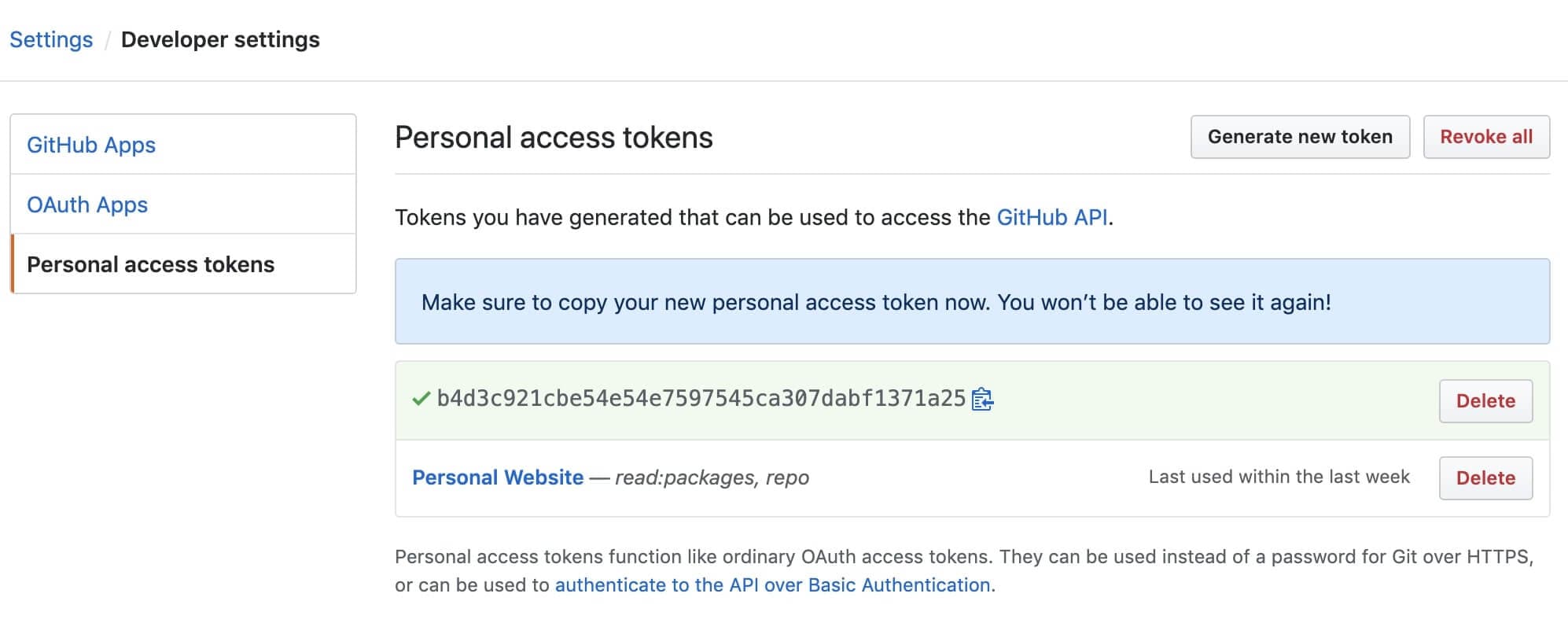 Github personal access token Github personal access token