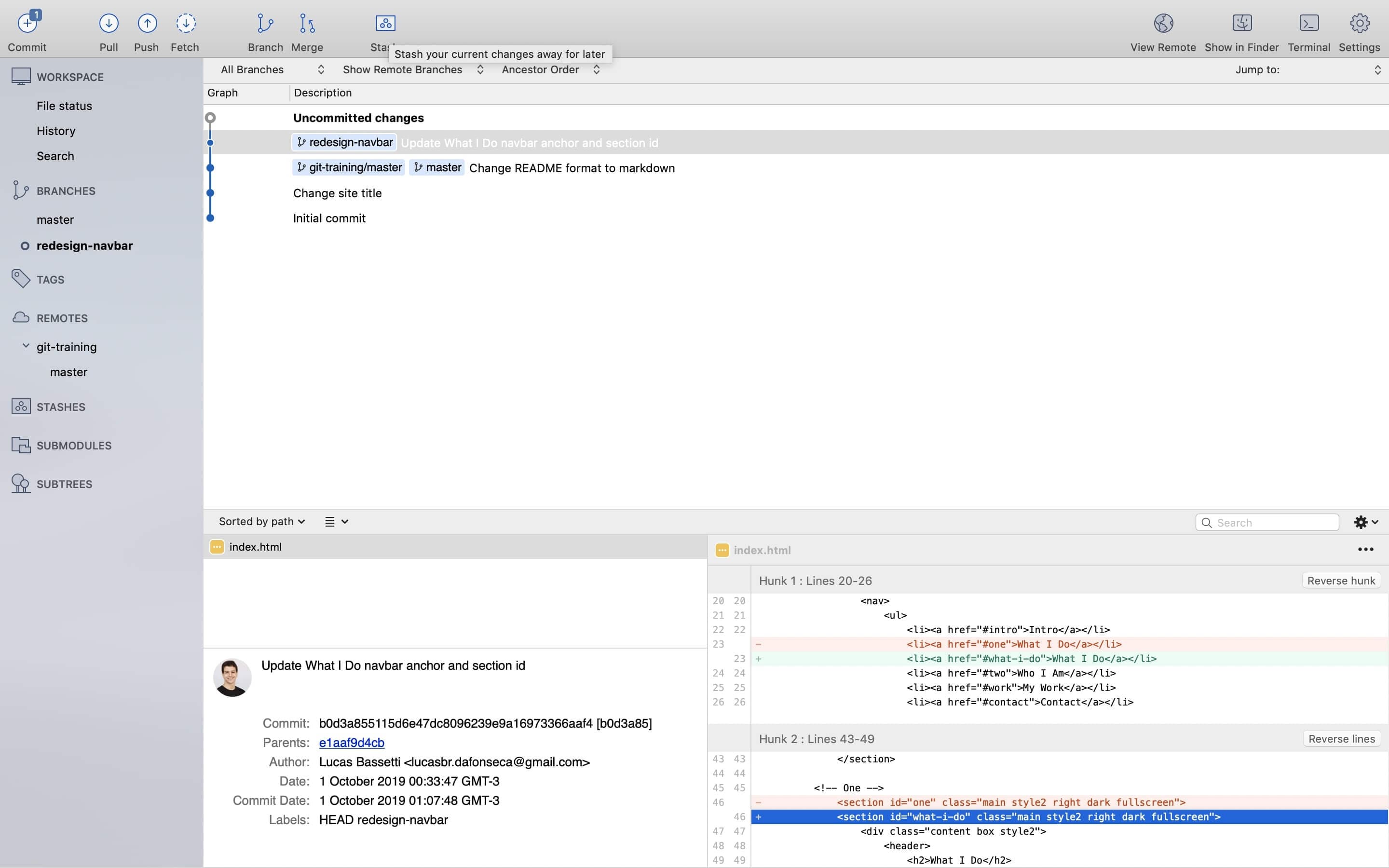 Sourcetree stash push Sourcetree stash push