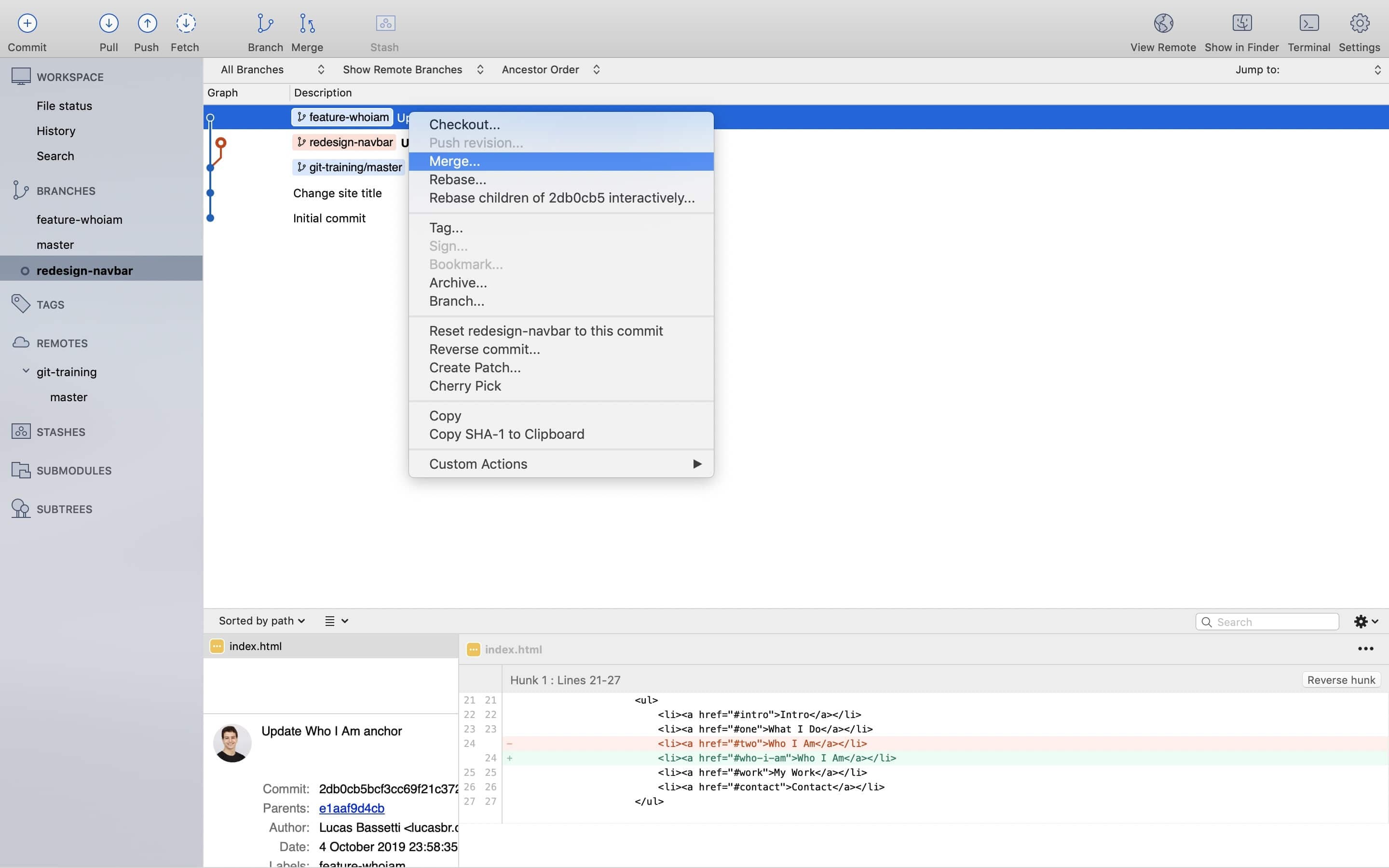 Sourcetree merge Sourcetree merge
