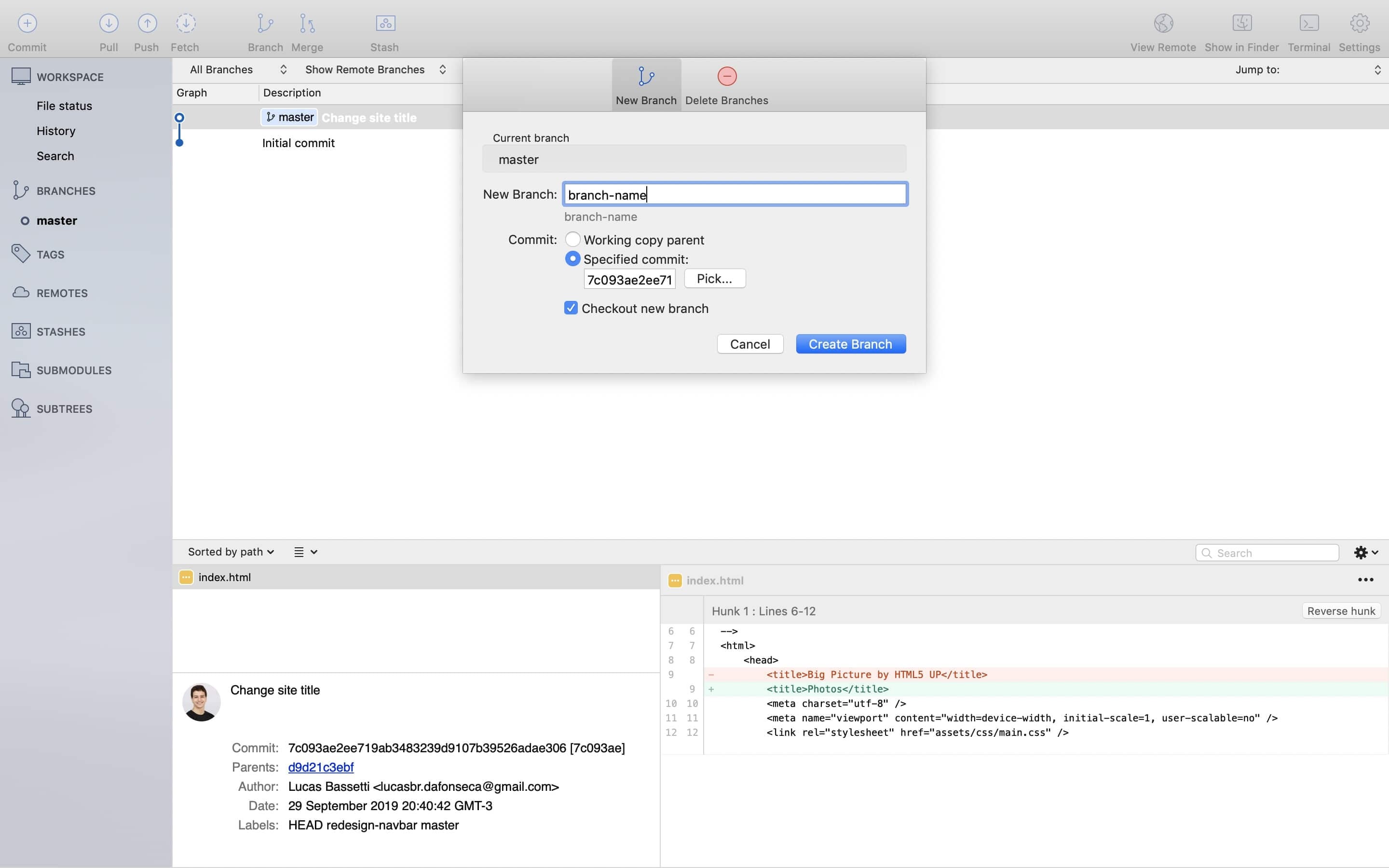 Sourcetree checkout - new branch Sourcetree checkout - new branch