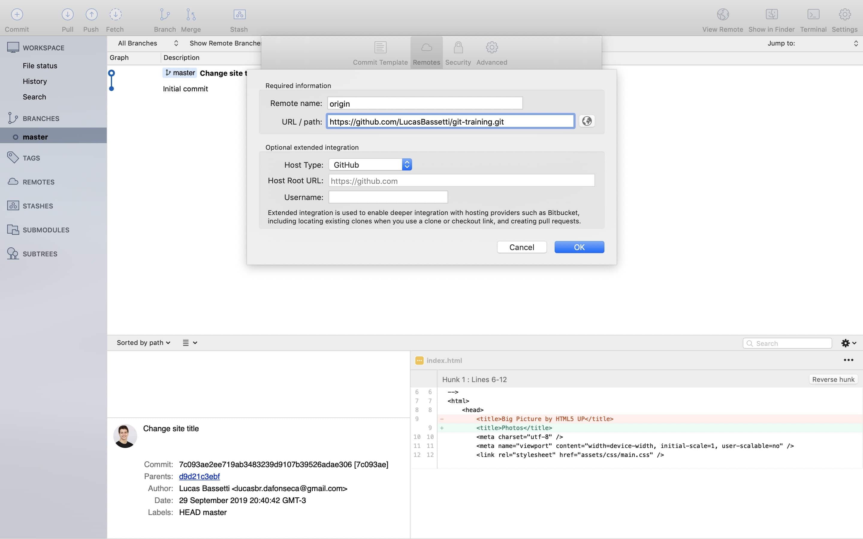 Sourcetree new remote form Sourcetree new remote form