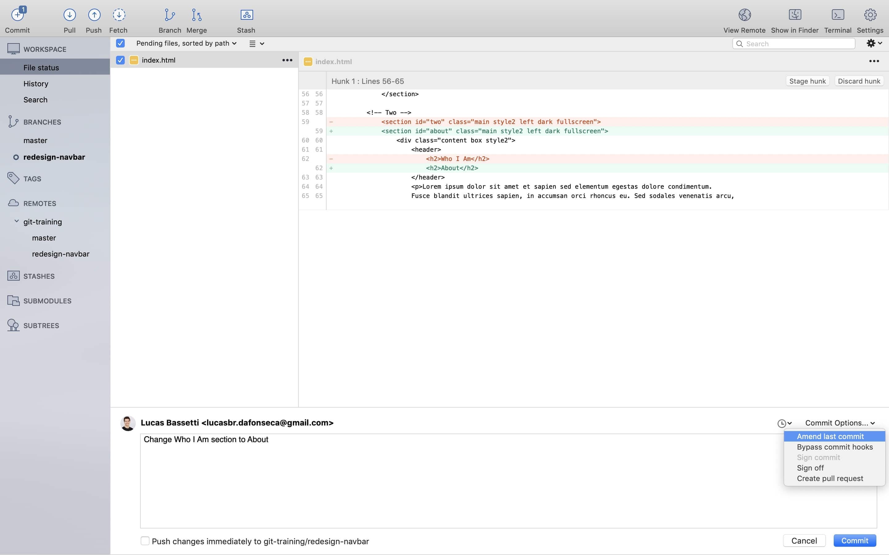 Sourcetree commit amend Sourcetree commit amend